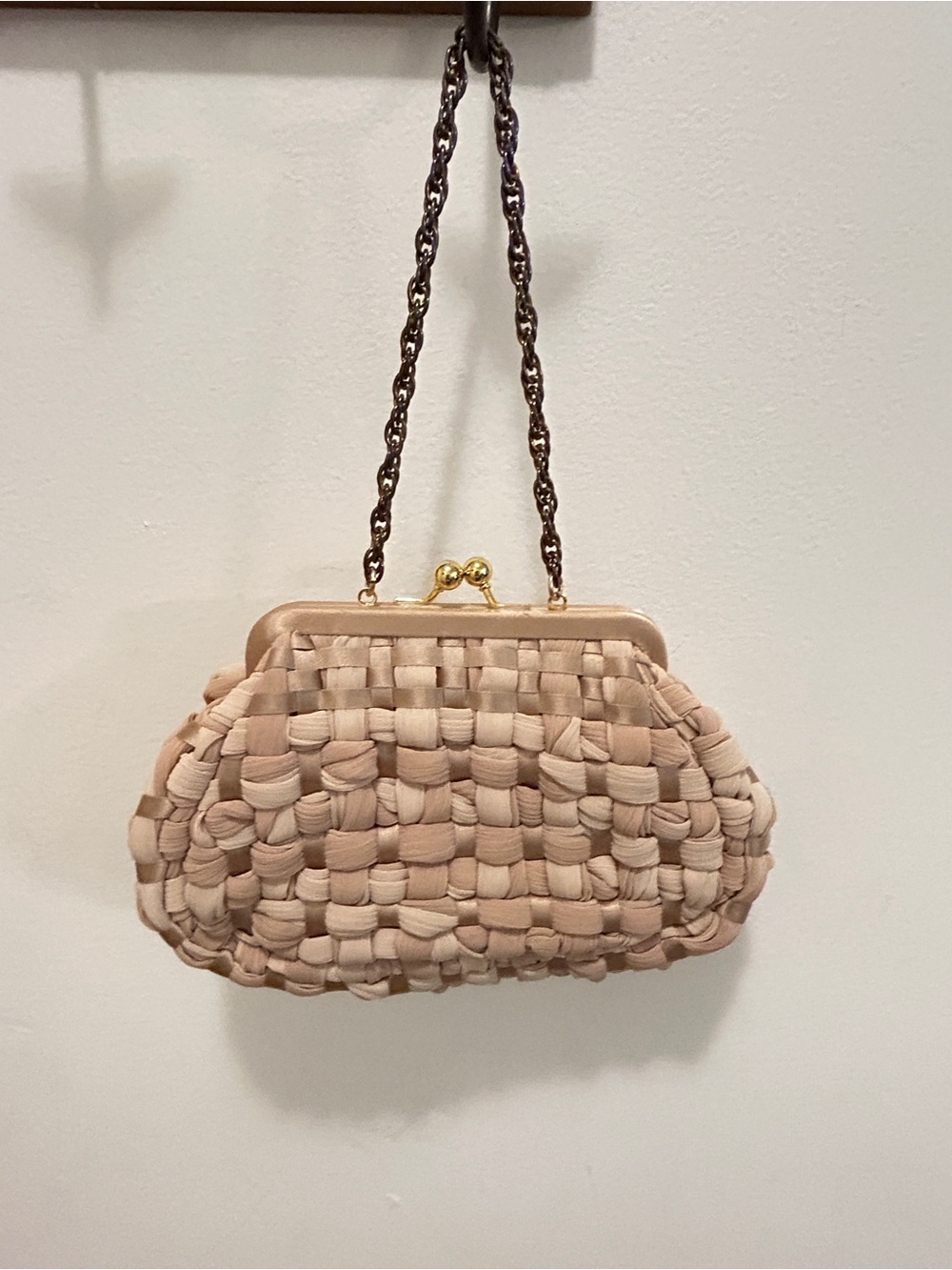 Kate Landry Woven Mini Bag in Blush Nude